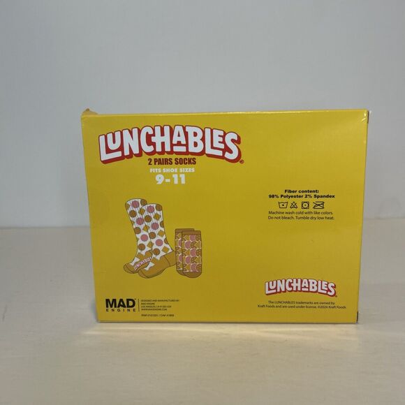 Lunchables Ham & Cheddar Cheese Crew Socks 2 Pair Men's Size 9-11 Brand New - Picture 4 of 6